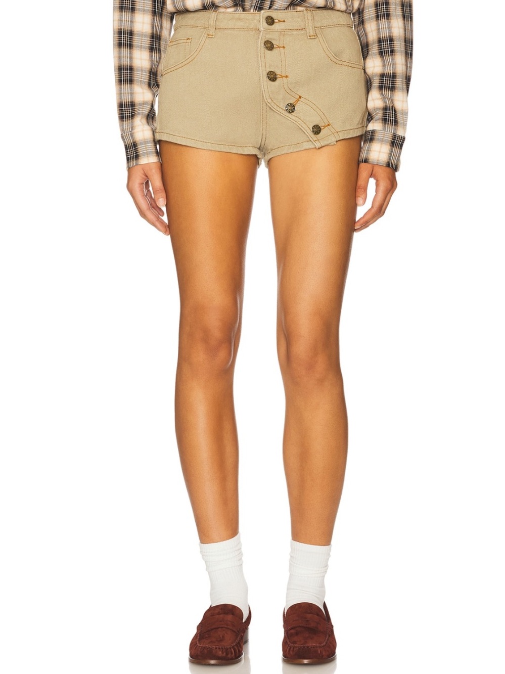 Lioness Stone High-Waist Button-Front Shorts
